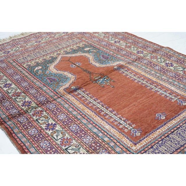 1930s Antique Turkish Rug-3'10" X 5'9" For Sale - Image 9 of 12