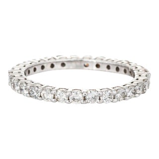 Mid 20th Century 1.60ct Diamond 14k White Gold Eternity Ring Sz 8.5 For Sale