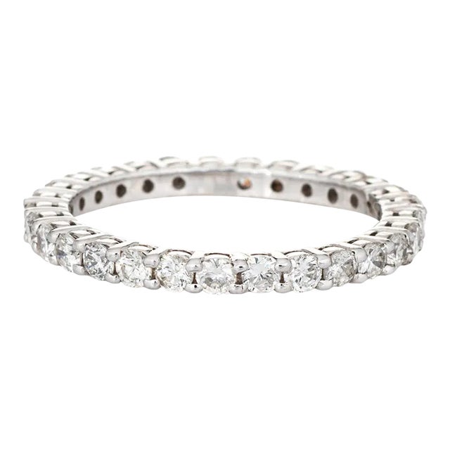 Mid 20th Century 1.60ct Diamond 14k White Gold Eternity Ring Sz 8.5 For Sale