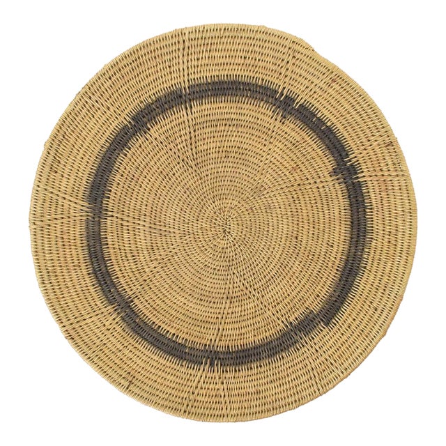 Early 20th Century Makenge Flat Wedding Basket 18.5 Inch Zambia For Sale