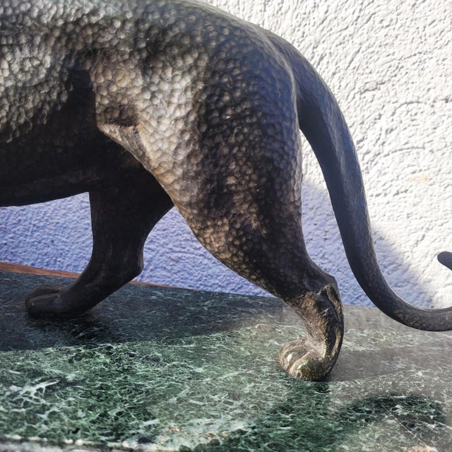 1920s 20th Century Art Deco Bronze & Marble Panther, 1920s For Sale - Image 5 of 18
