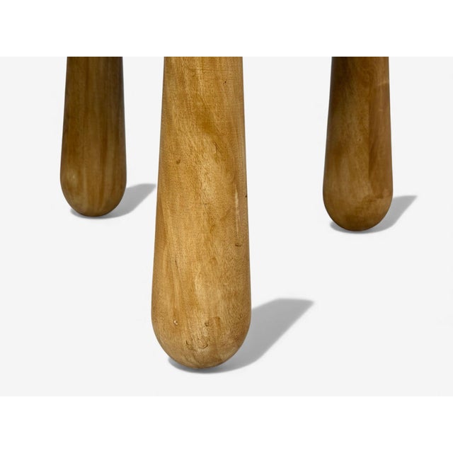 Wood Danish Modern Style, Sheepskin Stools, Beige Shearling, Maple, Usa, 21st C. For Sale - Image 7 of 7