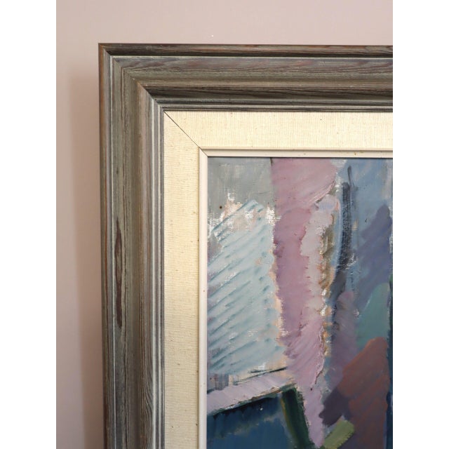 Textile Mid-Century Modern 'The Pastel Room' Original Swedish Expressive Interior Scene Oil Painting, Framed For Sale - Image 7 of 14