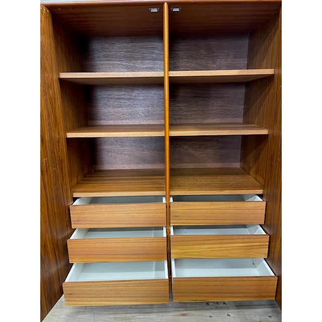 Mid Century Modern Danish Modern Teakwood Double Door Armoire 20thC For Sale - Image 13 of 17