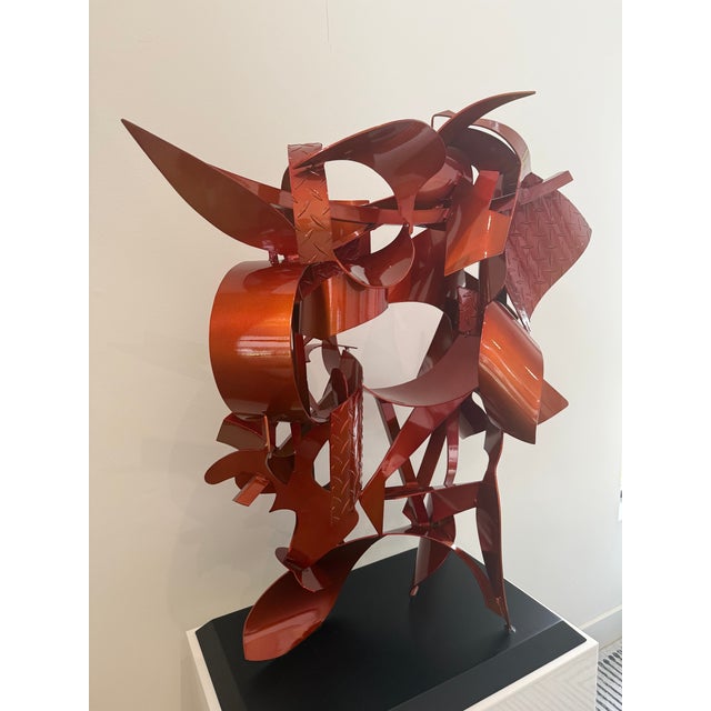 Ruby Red Abstract Metal Sculpture (Red Kabuki) by Kevin Barrett For Sale - Image 8 of 13