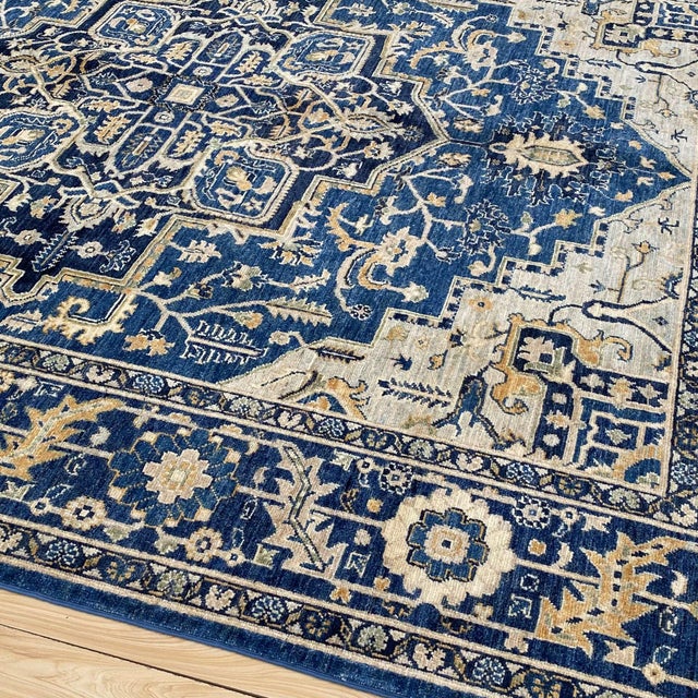 Fine Navy Blue Persian Tabriz Hand-Knotted Wool Rug - 8' X 9'10" For Sale - Image 10 of 16