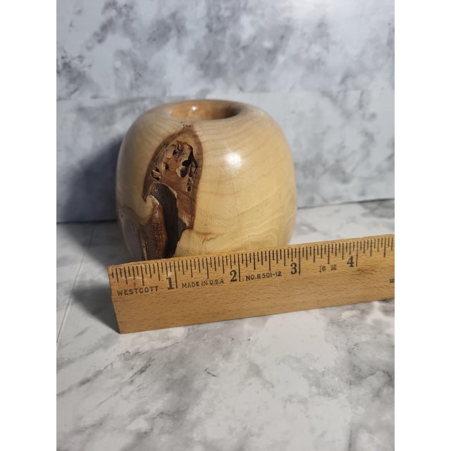 Brown Elder Burlwood Bud Vase Hand Turned Box Sculpture Wood Home Accent Office For Sale - Image 8 of 8