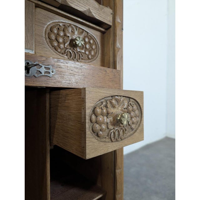 Mid-Century Oak Roll-Top Bar Cabinet For Sale - Image 6 of 11