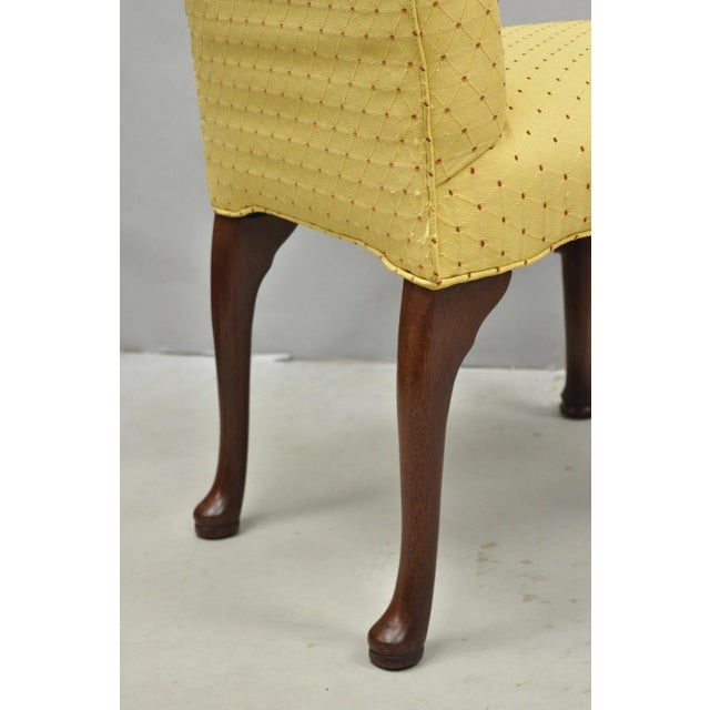 Wood Vintage Queen Anne Style Cherry Wood Upholstered Dining Side Chairs - Set of 6 For Sale - Image 7 of 16