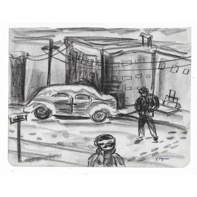1950s MCM drawing by artist Virginia L. Spencer. Signed lower right, from a sketchbook of San Francisco subjects by...