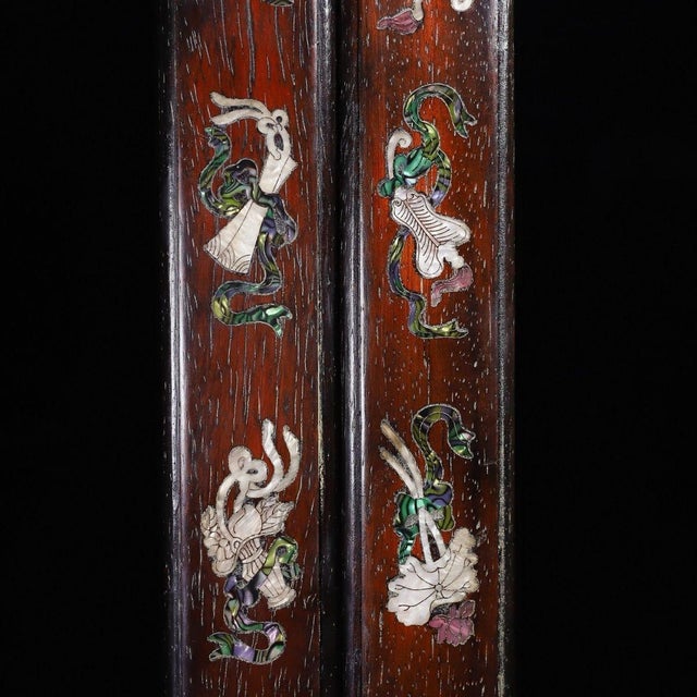 Late 19th Century Pair of Wooden Paperweights With Mother-of-Pearl Eight Treasures Inlay For Sale In Los Angeles - Image 6 of 10