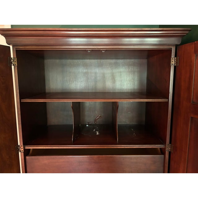 Wood Statton TruType Americana Mid-Century Solid Cherry Queen Anne Style Highboy Armoire For Sale - Image 7 of 11
