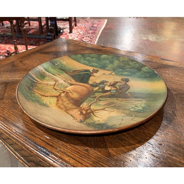 Early 20th Century German Hand Painted Ceramic Hunt Scene Wall Platter For Sale - Image 11 of 12