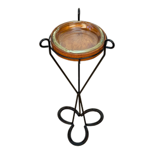 Vintage Southwestern Equestrian Leather & Iron Horseshoe Cigar Ashtray Stand