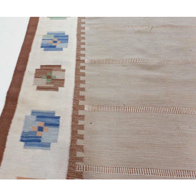 Green Doris Leslie Blau Mid-20th Century Swedish Flat Weave Rug For Sale - Image 8 of 8