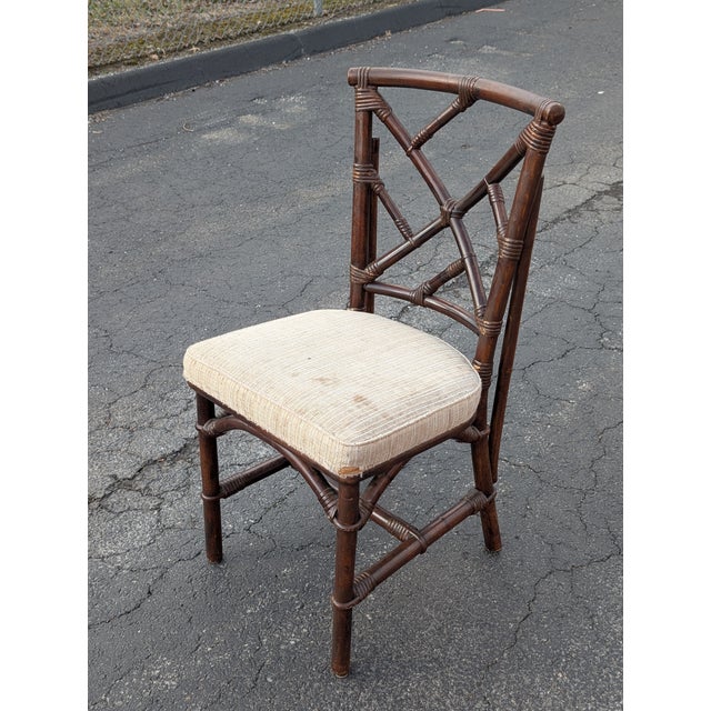 Vintage Fick Reeds Set of 6 Bois Bamboo Chippendale Dining Chairs For Sale - Image 10 of 18