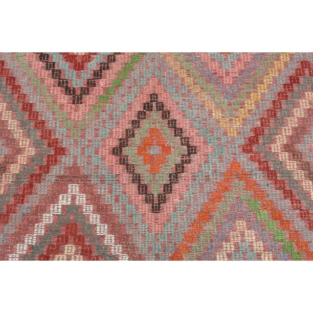Pink Colorful Vintage Turkish Kilim Rug - 67" X 133" For Sale - Image 8 of 13