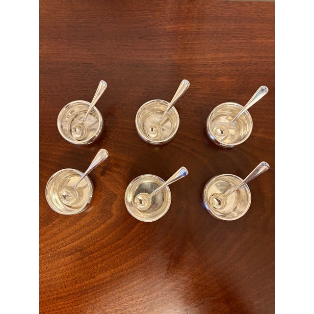 Late 20th Century Set of Six Sterling Silver Salt Cellars With Spoons by Gorham, 20th Century For Sale - Image 5 of 5