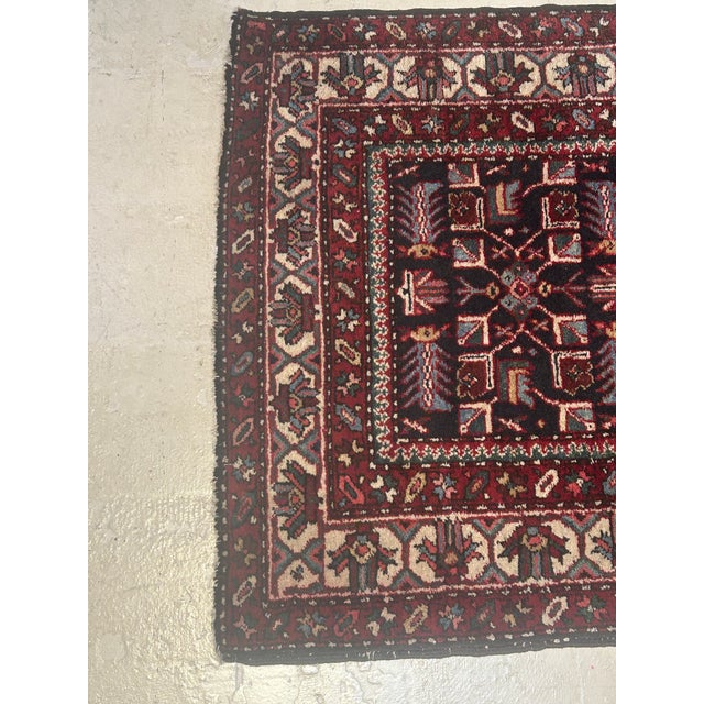 Vintage Persian Runner Rug – Handwoven Wool, Geometric Tribal Design For Sale In Los Angeles - Image 6 of 9