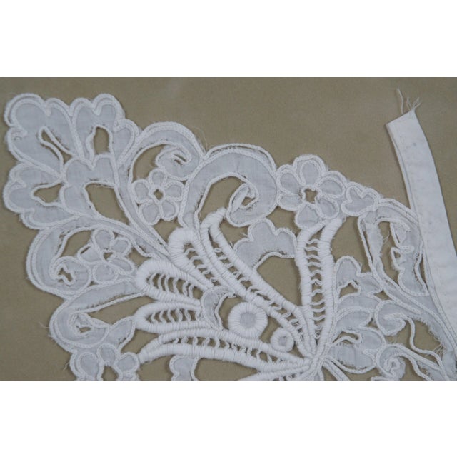 Glass Antique Victorian Framed Ornate Reticulated Floral Lace Collar Yoke For Sale - Image 7 of 10