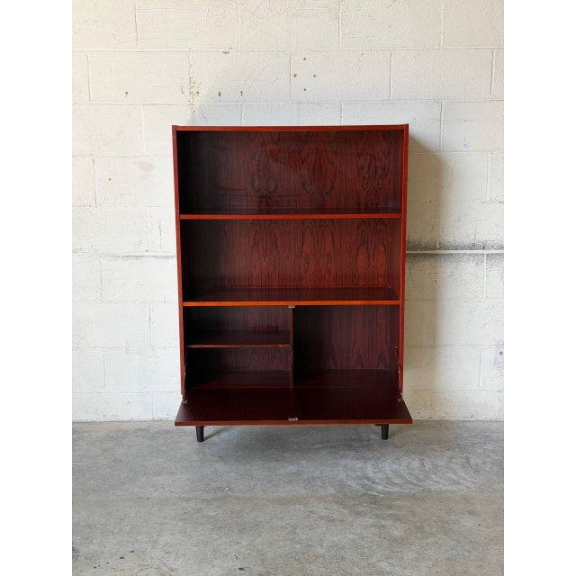 Rosewood Open Shelf Cabinet With Lower Doors Danish Mid-Century Modern 1960s For Sale - Image 4 of 9