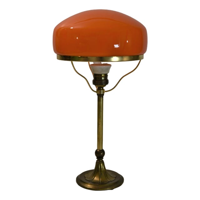 Swedish Grace Brass and Glass Table Lamp, Sweden, 1920s For Sale