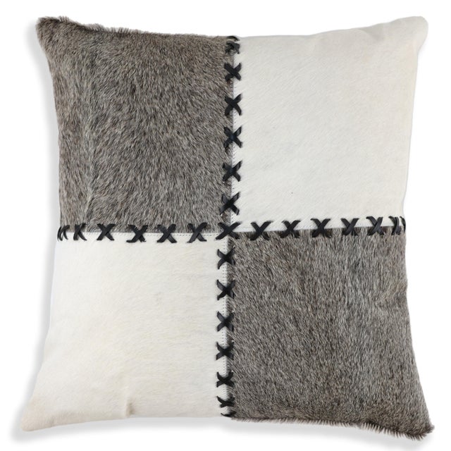 Luxury Whipstitched Genuine Hair-On Cowhide Pillow – Handmade 18x18 Inch Designer Cushion Introduce timeless craftsmanship...