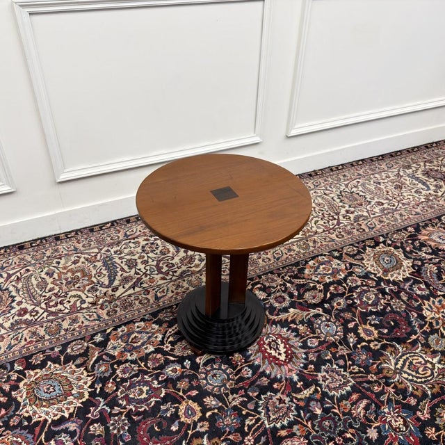 Wood Art Deco Side Table in Teak For Sale - Image 7 of 7