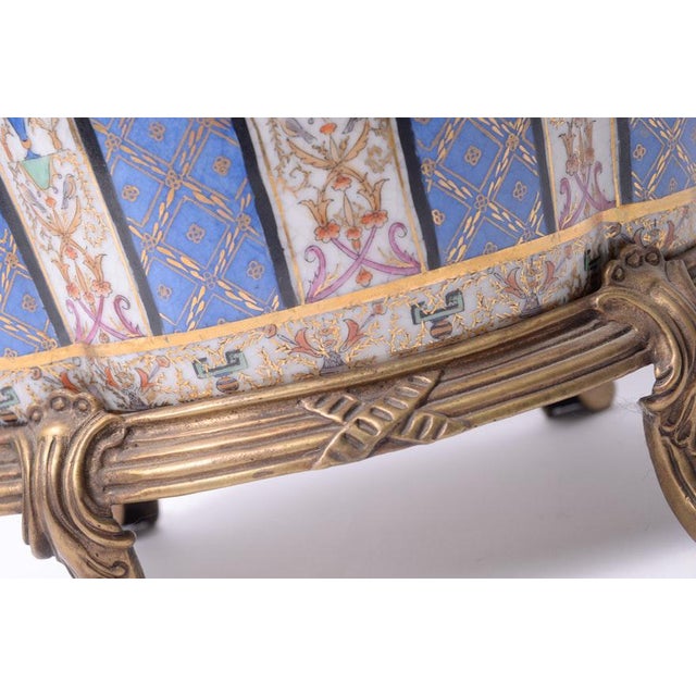 1920s 1920s Vintage Ceramic Jardinière on Metal Stand For Sale - Image 5 of 12