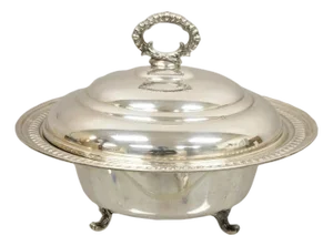 Vintage Victorian Silver Plated Covered Vegetable Serving Dish Platter Bowl