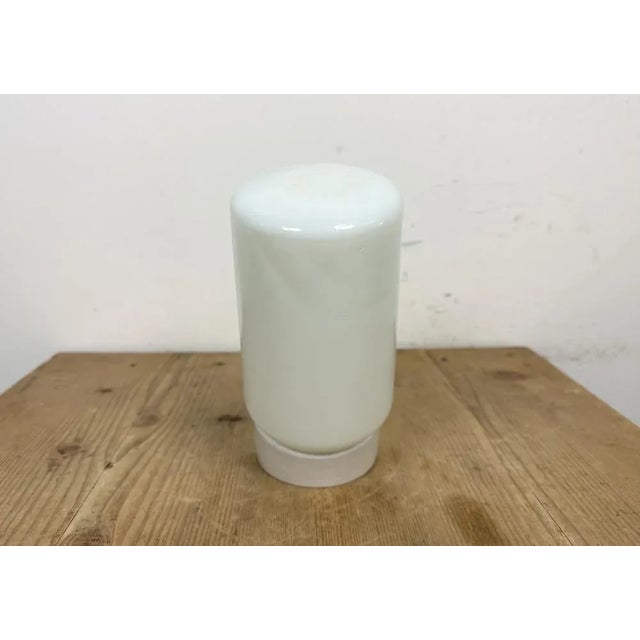 Vintage White Porcelain Wall Light with Milk Glass, 1970s For Sale - Image 4 of 12