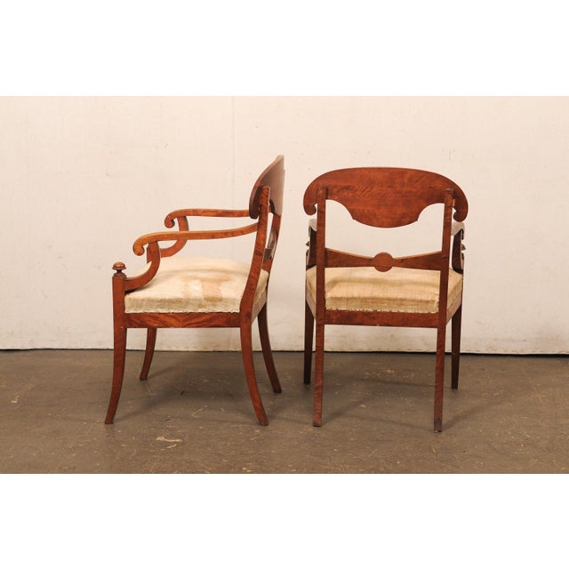 Chocolate Pair Swedish Empire Armchairs, Early 19th C For Sale - Image 8 of 11