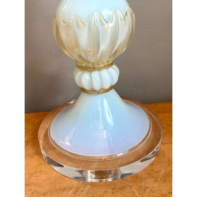 Vintage Murano Opalescent Glass and Lucite Table Lamp For Sale - Image 10 of 12