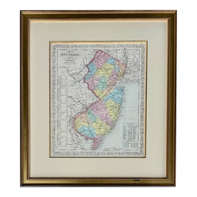 Map of New Jersey by Charles Desilver, 1859 (Framed) For Sale