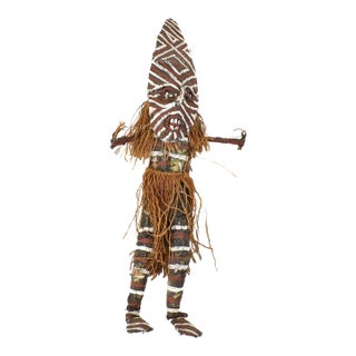 Early 20th Century Makishi Painted Masked African Doll For Sale