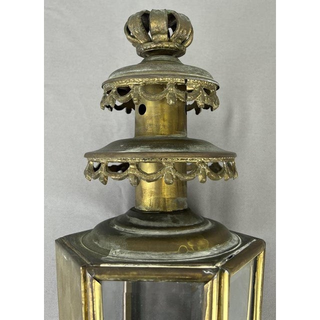 Antique French Glass Lantern Wall Sconces, Set of 2 For Sale - Image 4 of 14