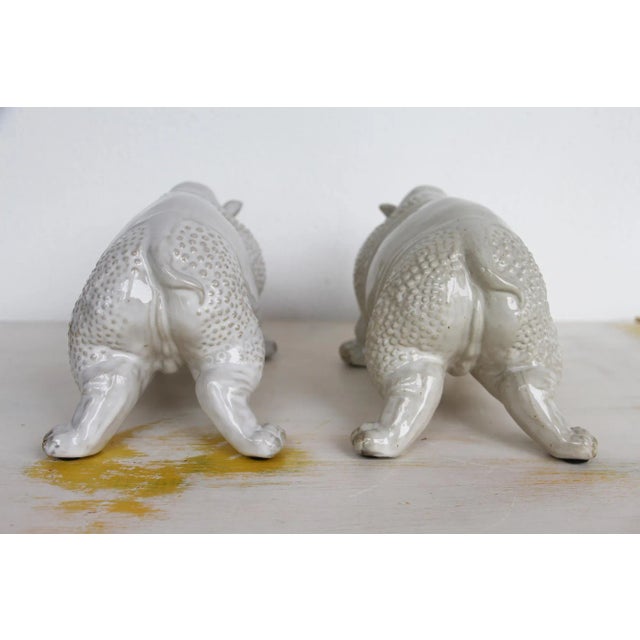 French Glazed Earthenware Rhinoceros Figurines - a Pair For Sale - Image 10 of 13