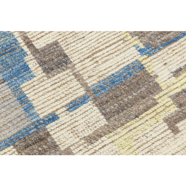 Cream 10 X 13 Modern Moroccan Wool Rug With Abstract Geometric Design, Earthy Tones For Sale - Image 8 of 11