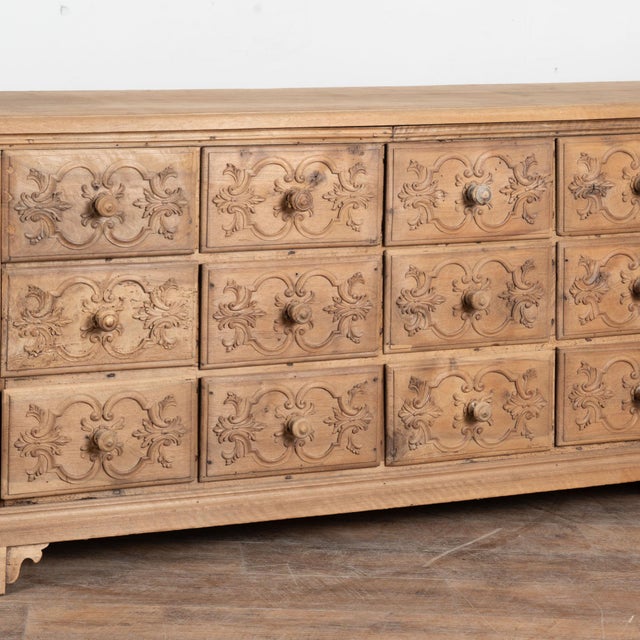 19th Century French Bleached Oak Sideboard Buffet With 14 Drawers For Sale - Image 11 of 18