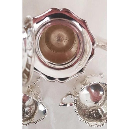 Brown Arts and Crafts Sterling Silver Coffee Service from James Deakin & Sons, 1927, Set of 3 For Sale - Image 8 of 18