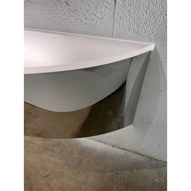 Mid-Century Custom Polished Steel and Frosted Lucite Illuminated Floating Shelf or Console For Sale - Image 10 of 13