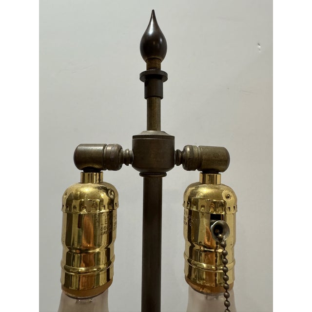 Early 20th Century Vintage Tole Tea Tin Table Lamp Nautical Sailing Ships Tole Double Socket For Sale - Image 5 of 13
