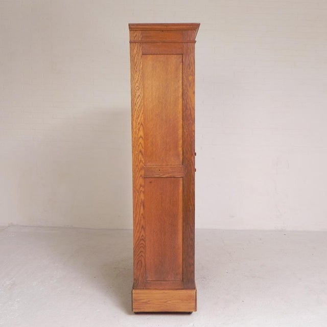 Oak Roller Shutter Cabinet with Shutters One Above the Other, 1930s For Sale - Image 4 of 18