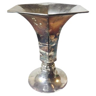 Vintage Scandinavian Art Deco Silver-Plated Hexagonal Floor Vase For Sale
