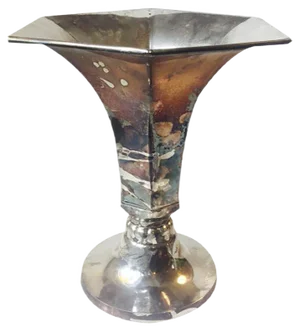 Vintage Scandinavian Art Deco Silver-Plated Hexagonal Floor Vase