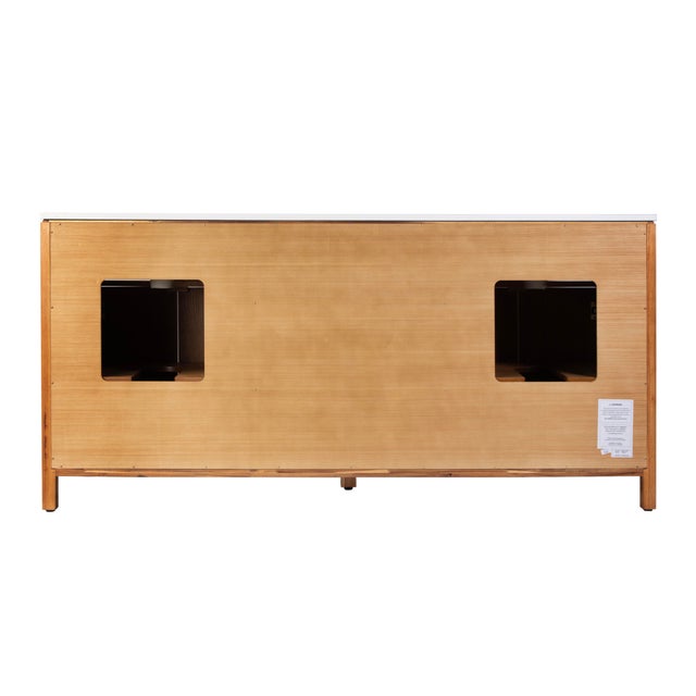 Nora 72 in. W Quartz and Wood Double Sink 4 Drawer Bathroom Vanity Set, Light Natural For Sale - Image 9 of 11