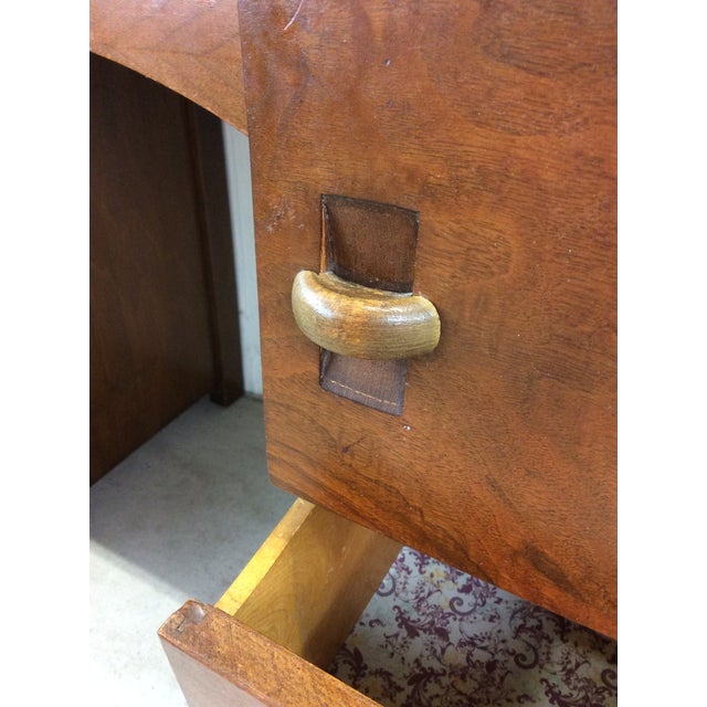 Art Deco 7 Drawer Writing Desk With Waterfall Top For Sale - Image 10 of 12