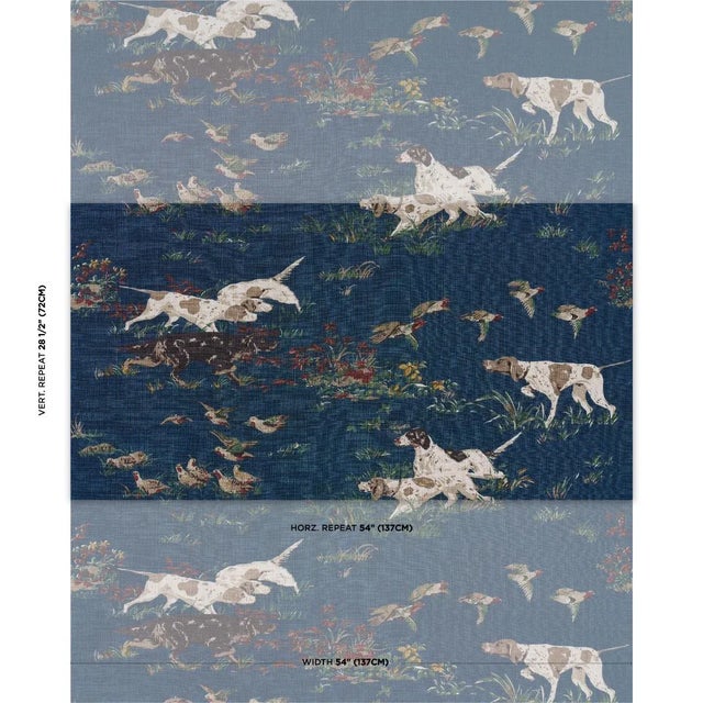 With its field dogs and fluttering quail, Pointers in indigo is a classic hunting scene that speaks to lovers of canines...