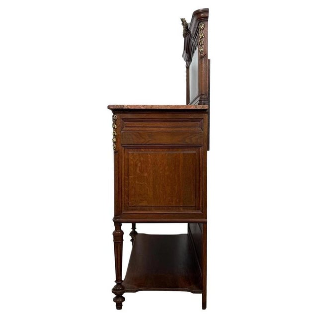19th Century Antique French Marble-Top Cabinets with Mirrors, Set of 2 For Sale - Image 13 of 17