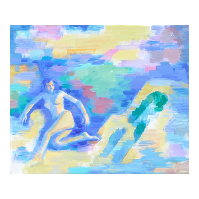 Blue Woman - Vintage Figurative Abstract by Erle Loran For Sale